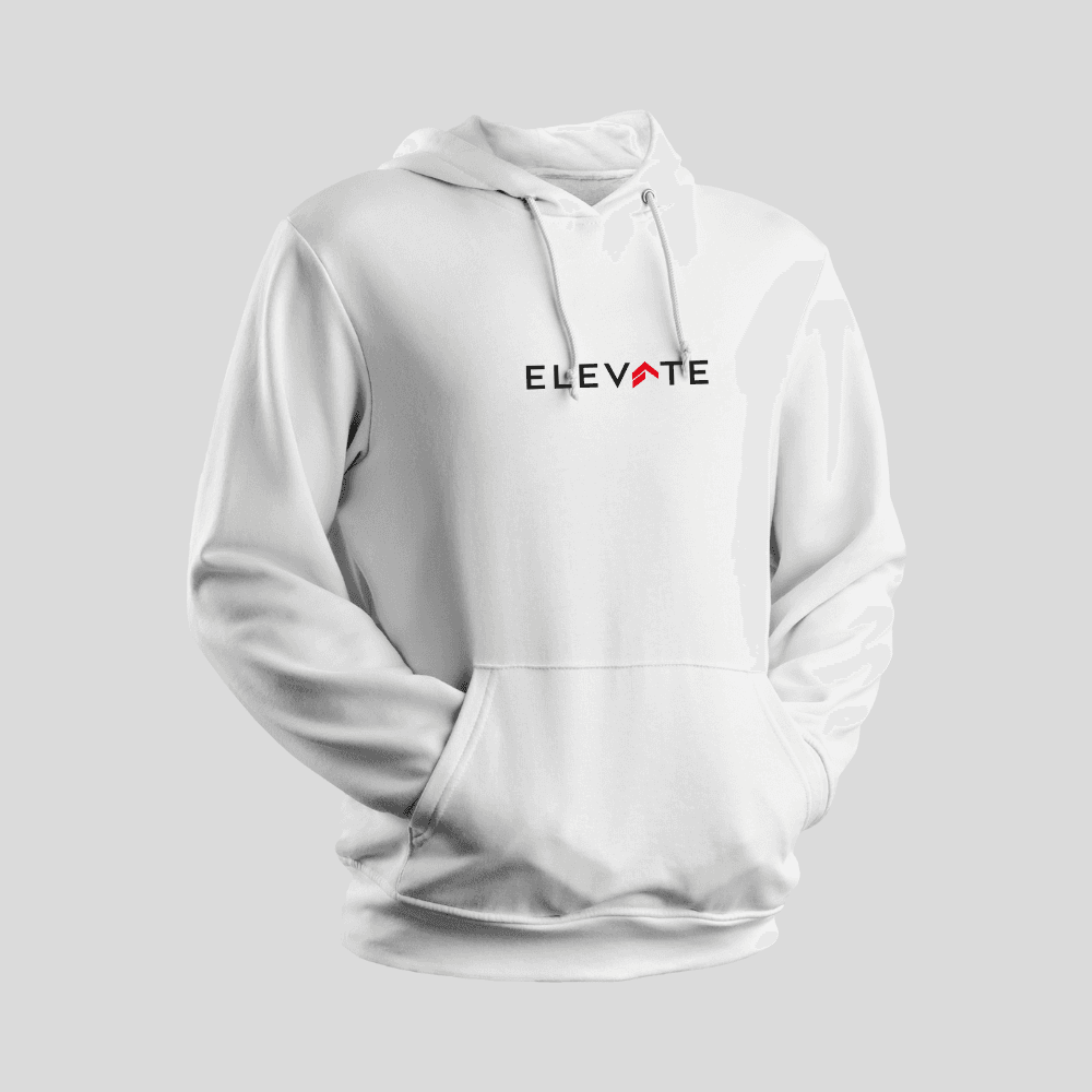 Hoodie ELEVATE blanc, vue de face